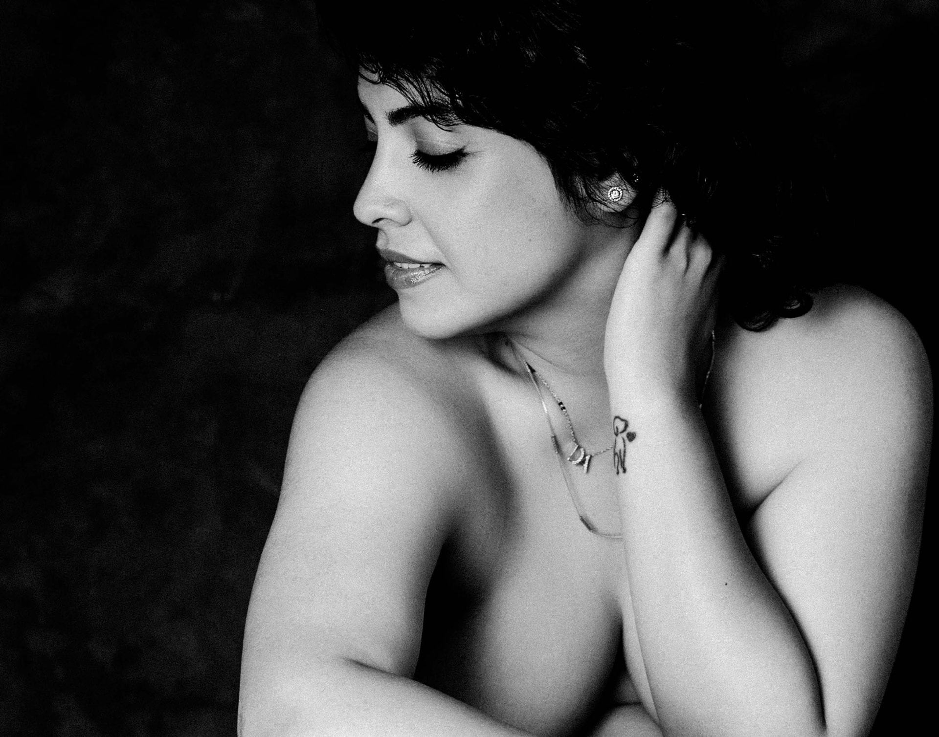 Moody black and white Jules Morgan studio portrait